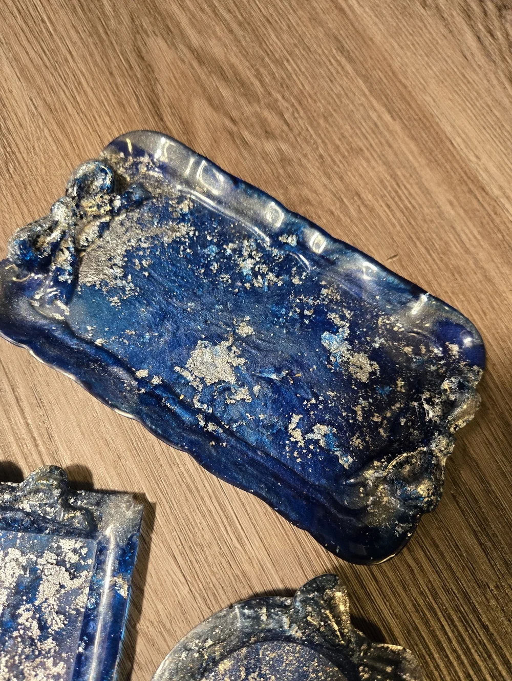 Handmade Blue & Silver Resin Vanity Trays Set Of 3 Bows